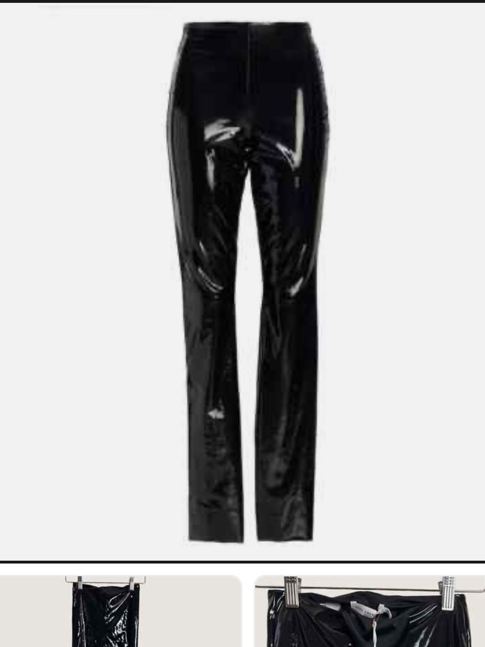 Good American NEW Black Vinyl Pull-On Flare Leg High Waisted Pants Size 3